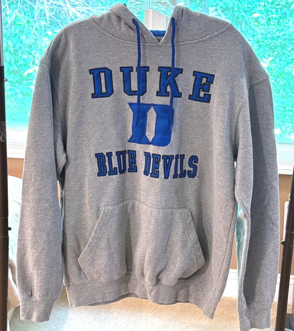 Duke Blue Devils Sweatshirt Colosseum Mens Hoodie Embroidered Grey Size M